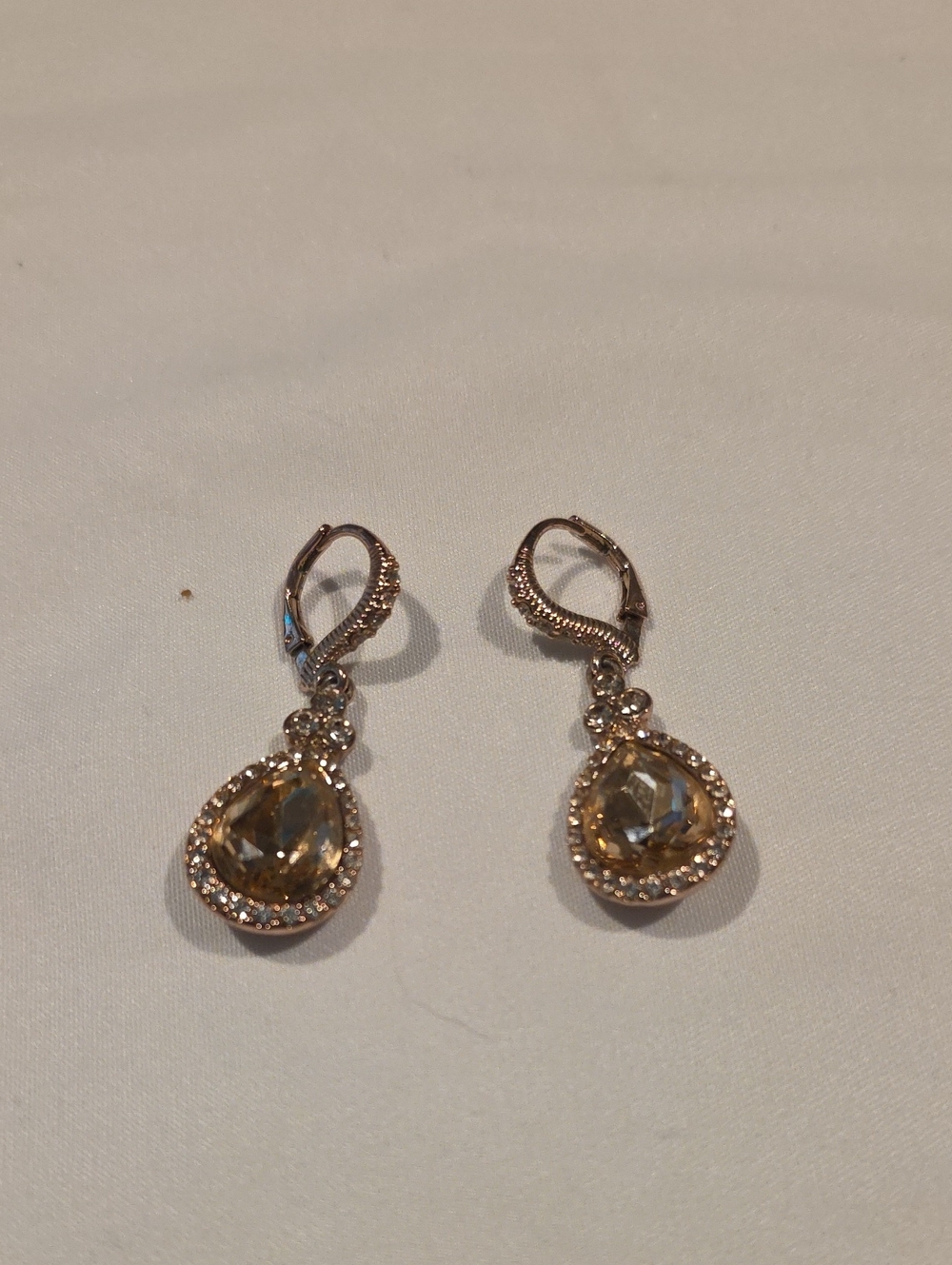 Givenchy Rose Gold Teardrop Crystal Dangle Earrings